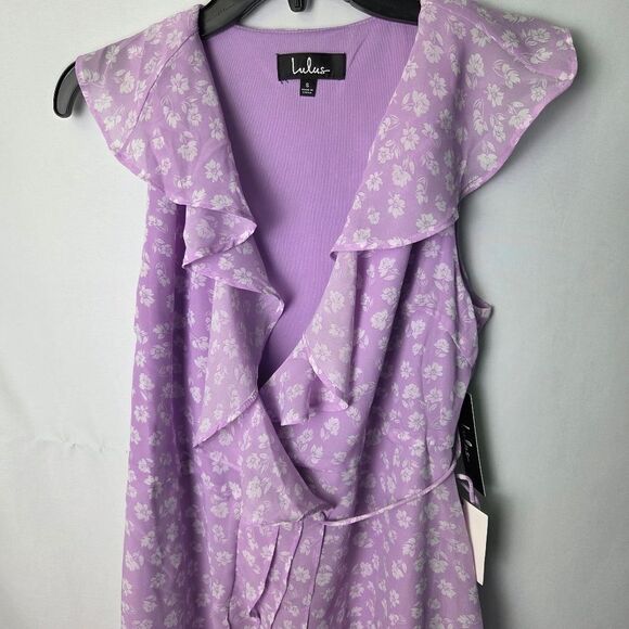 Lulus Lavender Floral Ruffle Wrap Maxi Dress Size Small - Picture 4 of 9